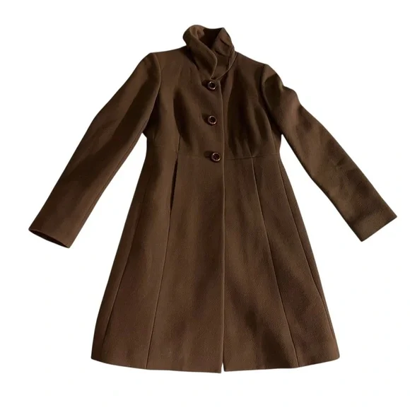 J. Crew Women’s Wool-Blend Chocolate Brown Day Coat Thinsulate Pea Coat Size 2 - Picture 1 of 15